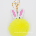 Cute Genuine Rabbit Fur Ball Pompom Keychain for Car Keyring handbag